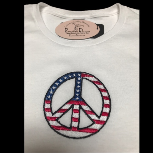 Pamynthia Designs Tops - American Flag  Peace Sign Tee